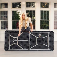 Mesa Plegable Rectangular Lifetime, Tablero HDPE y Estructura de Acero, 183x76x73 Cm, Negra(m-6)