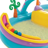 Centro de Juegos Hinchable Dinoland con Tobogán y Piscina, 302x229x112 Cm, Multicolor(m-7)