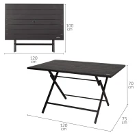 Mesa Plegable de Jardín de Acero Resistente 120x75x70 Cm, Negro(m-4)