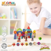 Bloques de Madera Spidey Apilables y Enlazables 33 Piezas, 31x4x28 Cm, Multicolor(m-4)