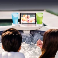 Bandeja Soporte Bebidas INTEX para Spa con Luces LED y 2 Posavasos, 45x26x16 Cm, Crema(m-7)