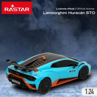 Coche Teledirigido Lamborghini Huracán STO Escala 1:24 con Licencia Oficial, 19,5x9,5x5,5 Cm, Azul(m-3)