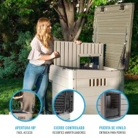 Caseta para Perro Ultrarresistente con Techo Abatible, 120x97x97 Cm, Gris(m-3)