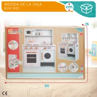 Cocinita de Madera Woomax con Microondas, Fregadero y Vitrocerámica, 60x30x85 Cm, Multicolor(m-6)