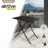 Mesa Cuadrada Plegable Aktive Estructura Metálica Resistente, 70x50x70 Cm, Negro(m-2)