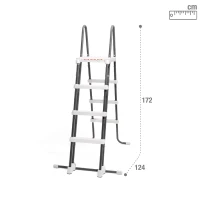 Escalera de Seguridad para Piscina Elevada, 172x124x122 Cm, Gris(m-4)