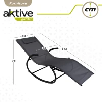 Tumbona Mecedora Aktive Garden con Cojín y Estructura de Acero, 172x53x75 Cm, Antracita(m-6)