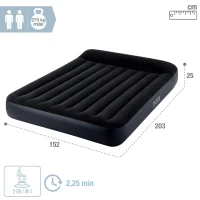 Colchón Hinchable Doble Intex Pillow Rest con Bomba Eléctrica, 152x203x25 Cm, Gris(m-4)