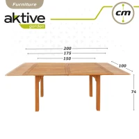 Mesa de Jardín Extensible Acacia 150/175/200x100x74 Cm, Madera Natural(m-6)