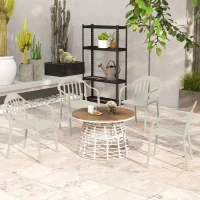 Outsunny Set 4 Sedie da Giardino Impilabili in PP con Schienale Alto e Braccioli, 57x54x78 cm, Grigio Chiaro(m-9)