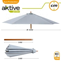 Parasol Hexagonal Mástil Madera Ø300 Cm, Antracita(m-6)