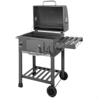 Barbacoa Portátil con Ahumador y Ruedas, 64x50,5x37,5 Cm, Negro(m-1)