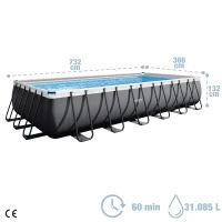 Piscina Desmontable Rectangular Ultra XTR Frame Depuradora de Arena, 732x366x132 Cm, Gris Oscuro(m-4)