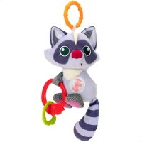 Peluche Sonajero Mapache Interactivo, 20x8,5x23 Cm, Gris(m-1)