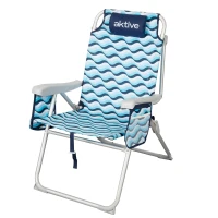 Silla de Playa Baja Plegable Multiposición XL Aluminio, 48x78x95 Cm, Azul(m-1)