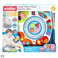 Mesa de Actividades Interactiva con Tren y Piano, 56x11x41 Cm, Multicolor(m-4)