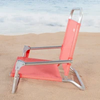 Silla Plegable de Playa de Aluminio y Textileno, 54x8x52 Cm, Coral(m-5)