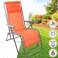 Silla Tumbona Gravedad Cero Plegable con Cojín, 160x52x76 Cm, Naranja(m-2)
