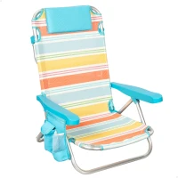 Silla Plegable Playa Aluminio Ligero 5 Posiciones, 48x48x75 Cm, Multicolor(m-1)