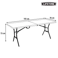 Mesa Plegable Rectangular Lifetime, Tablero HDPE y Estructura de Acero, 183x76x73 Cm, Negra(m-4)
