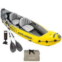 Kayak Hinchable Explorer K2 con 2 Remos, 312x91x51 Cm, Amarillo y Gris(m-1)