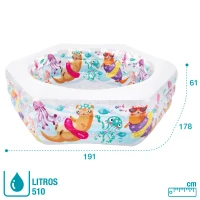 Piscina Hinchable Intex Hexagonal con Dibujos Marinos, 191x178x61 Cm, Translúcido(m-6)