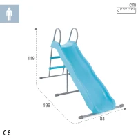 Tobogán Infantil 2 Escalones, 84x196x119 Cm, Azul Cielo(m-4)