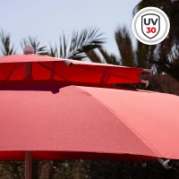 Sombrilla de Playa Antiviento 8 Varillas, 280x280x160 Cm, Rojo(m-3)