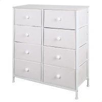 Cómoda 8 Cajones de Tela, 80x30x81 Cm, Blanco(m-1)