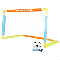 Portería de Fútbol Infantil Plegable con Mini Balón y Piquetas, 100x60x60 Cm, Naranja, Azul y Verde(m-1)
