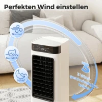 HOMCOM Mobiler Luftkühler, 3-in-1 Verdunstungskühler mit 7-Liter-Wassertank, 48° Schwenkfunktion, Weiß(m-6)