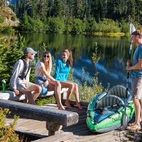 Kayak Hinchable Challenger K2 2 Plazas I-Beam y Suelo Hinchable, 351x76x38 Cm, Verde, Negro y Azul(m-3)