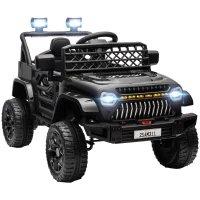 AIYAPLAY Coche Eléctrico para Niños con Batería 12V Mando a Distancia Velocidad Ajustable USB Faros Bocina Negro(m-1)