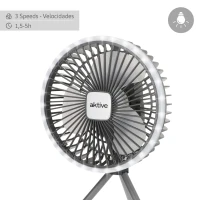Ventilador Portátil Silencioso 3 en 1 con Luz LED y Carga USB, 19x9x18 Cm, Blanco(m-5)