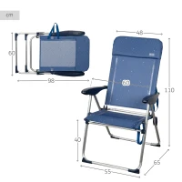 Silla de Playa Plegable Aktive Reclinable 4 Posiciones, 48x65x110 Cm, Azul(m-4)