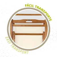 Tumbona Plegable de Madera de Acacia, 59x106x94 Cm, Beige(m-4)