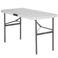 Mesa Plegable Rectangular Ultrarresistente con Tablero 54 Mm, 122x61x74 Cm, Crema(m-1)