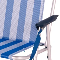 Silla Plegable Alta Aluminio y Textileno, 44x45x76 Cm, Azul y Blanco(m-7)