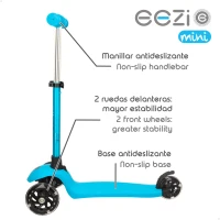 Patinete 3 Ruedas Infantil EEZI con Manillar Desmontable y Regulable, 26x61x55,5-62,5 Cm, Azul(m-3)
