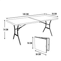 Mesa Plegable Rectangular Lifetime Efecto Granito, 185x76x74 Cm, Blanco(m-8)