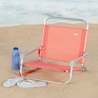 Silla Plegable de Playa de Aluminio y Textileno, 54x8x52 Cm, Coral(m-2)