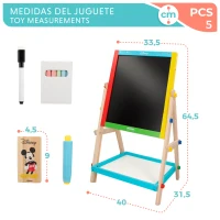 Pizarra Infantil Disney 2 en 1 de Madera, 37,5x65x5 Cm, Multicolor(m-6)