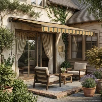 Outsunny Tenda da Sole per Esterno Avvolgibile a Bracci con Apertura a Manovella, 350x250 cm, Giallo(m-5)