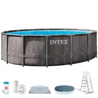 Piscina Desmontable Redonda Prisma Frame Greywood con Depuradora, 549x122 Cm, Gris(m-1)