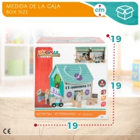 Hospital Veterinario de Madera Maletín Portátil 9 Piezas, 19x19x18 Cm, Natural(m-7)