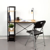 Escritorio Max Home Madera y Acero con Estantería Integrada, 100x52x120 Cm, Negro(m-2)