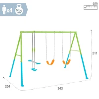 Columpio Infantil INTEX 3 en 1 Balancín Biplaza Acero Galvanizado, 343x254x211 Cm, Multicolor(m-4)