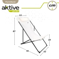 Silla Hamaca Plegable Multiposición con Cojín y Asa, 53x78x87 Cm, Blanco(m-4)