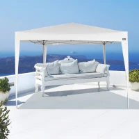 Cenador Plegable con Altura Ajustable, 300x300x240/250 Cm, Blanco(m-7)
