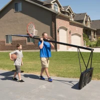 Canasta de Baloncesto Ultrarresistente Altura Regulable 229-305 Cm, Negro(m-5)